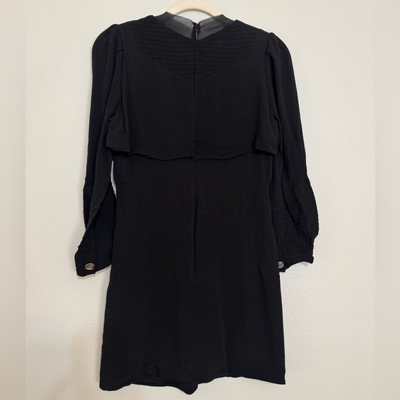 Gucci V Neck Long Sleeve Silk & Acetate Mini Dress in Black - Picture 2 of 11